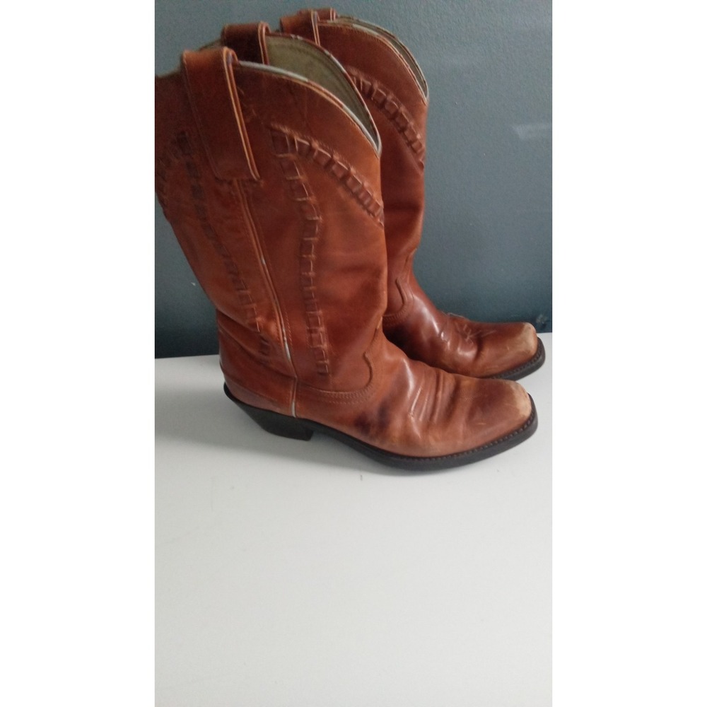 Leather Cowboy Boots Western Style Pull On Brown‎ Boots